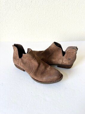 Born Womens Kerri Boot Size 8.5 Brown Suede Shootie Low Block Heel Bootie Boho